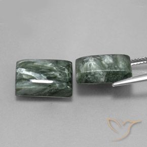Pedras preciosas de Serafinita Verde médio natural de 15.92 ct, baguete, Opaco