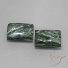 Pedras preciosas de Serafinita Verde médio natural de 15.52 ct, baguete, Opaco