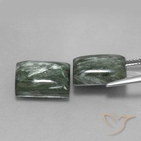 Pedras preciosas de Serafinita Verde médio natural de 15.99 ct, baguete, Opaco