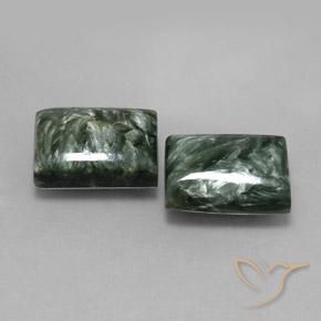 Pedras preciosas de Serafinita Verde natural de 15.80 ct, baguete, Opaco