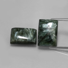 Pedras preciosas de serafinita verde natural de  ct, baguete, opaco