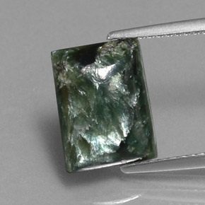 Serafinita verde natural 3,31ct, baguete, opaco