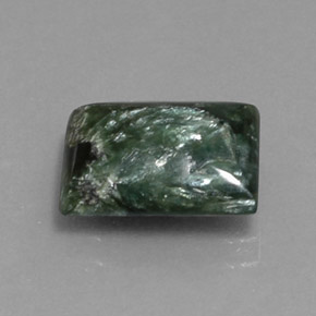 Serafinita verde natural 3,31ct, baguete, opaco