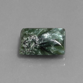 Serafinita verde natural 3,68ct, baguete, opaco