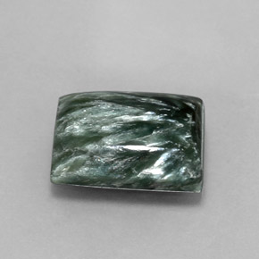 Serafinita verde natural 5,99ct, baguete, opaco