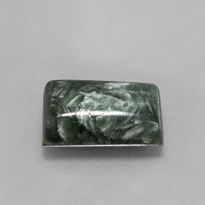 Serafinita verde natural 5,26ct, baguete, opaco
