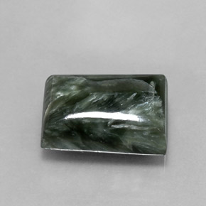 Serafinita verde natural 7,16ct, baguete, opaco