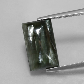 Serafinita Verde Natural 4.33ct, baguete, Opaco