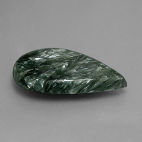 Serafinita verde natural 19,58ct, formato de pêra, opaco