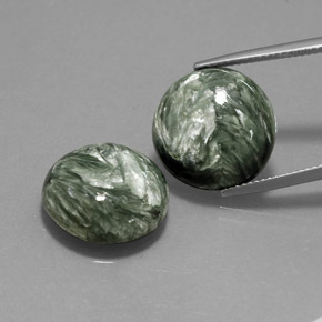 Pedras preciosas de serafinita verde natural de 20,65 ct, corte redondo, opaco