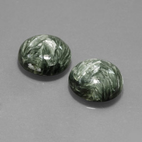 Pedras preciosas de serafinita verde natural de 20,65 ct, corte redondo, opaco