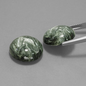 Pedras preciosas de serafinita verde natural de 20,65 ct, corte redondo, opaco