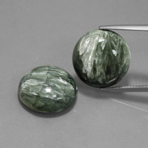 Pedras preciosas de serafinita verde natural de  ct, corte redondo, opaco