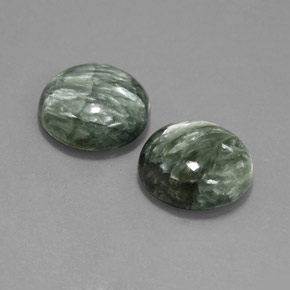 Pedras preciosas de serafinita verde natural de  ct, corte redondo, opaco