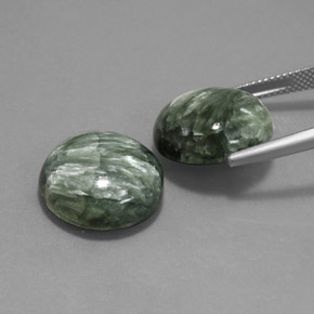 Pedras preciosas de serafinita verde natural de  ct, corte redondo, opaco