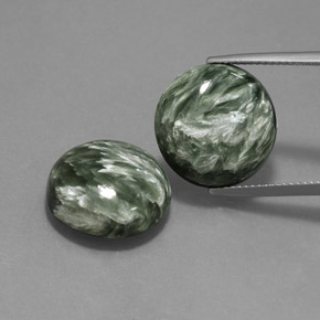 Pedras preciosas de serafinita verde natural de  ct, corte redondo, opaco