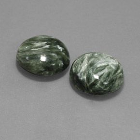 Pedras preciosas de serafinita verde natural de  ct, corte redondo, opaco