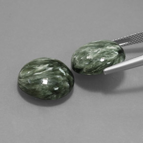 Pedras preciosas de serafinita verde natural de  ct, corte redondo, opaco