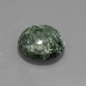Serafinita verde natural 10,67ct, corte redondo, opaco