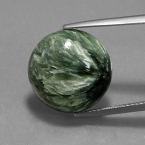 Serafinita Verde Natural 10.47ct, Corte Redondo, Opaco