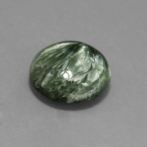 Serafinita Verde Natural 10.47ct, Corte Redondo, Opaco