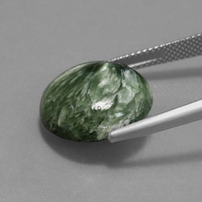 Serafinita Verde Natural 10.47ct, Corte Redondo, Opaco