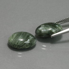 Pedras preciosas de serafinita verde natural de  ct, corte oval, opaco