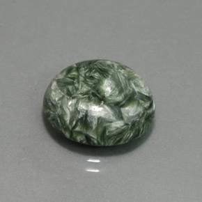 Serafinita verde natural 9,92ct, corte redondo, opaco