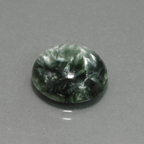 Serafinita verde natural 6,47ct, corte redondo, opaco