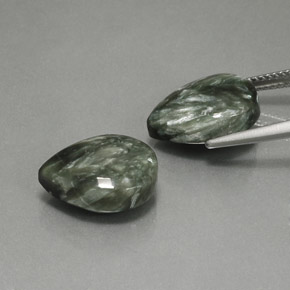 Pedras preciosas de Serafinita Verde natural de  ct, Formato de pêra, Opaco