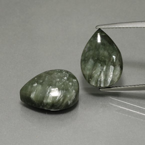 Pedras preciosas de serafinita verde natural de  ct, formato de pêra, opaco