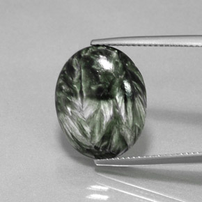 Serafinita Verde Natural 8.68ct, Corte Oval, Opaco