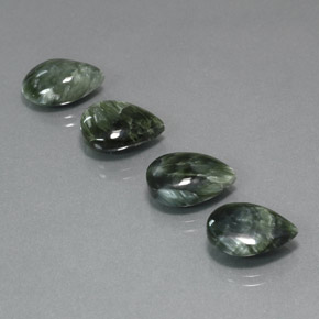 Pedras preciosas de serafinita verde natural de 18,13 ct, formato de pêra, opaco