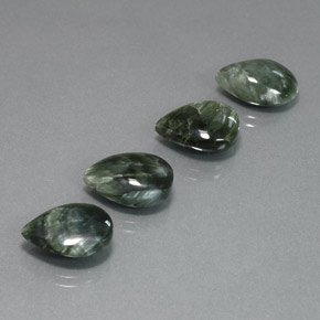 Pedras preciosas de serafinita verde natural de 18,13 ct, formato de pêra, opaco