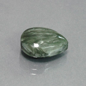 Serafinita verde natural 6,18ct, formato de pêra, opaco