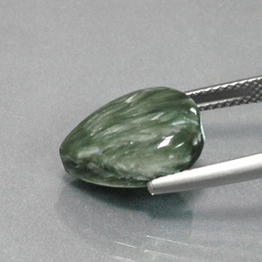 Serafinita verde natural 6,18ct, formato de pêra, opaco