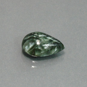 Serafinita verde natural 3,20ct, formato de pêra, opaco