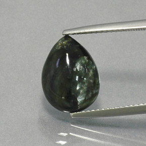Serafinita verde natural 4,00ct, formato de pêra, opaco