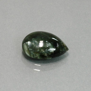 Serafinita verde natural 4,00ct, formato de pêra, opaco