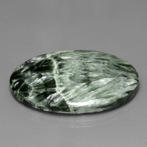 Serafinita verde natural 27,27ct, corte oval, opaco