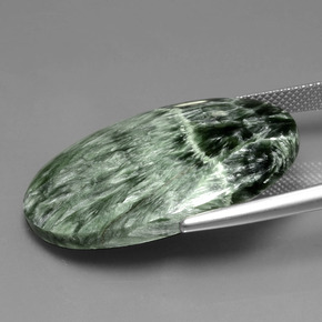 Serafinita verde natural 27,27ct, corte oval, opaco