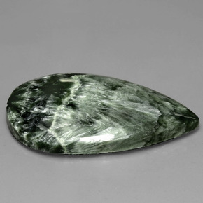 Serafinita verde natural 27,18ct, formato de pêra, opaco