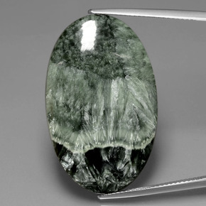 Serafinita Verde Natural 30.14ct, Corte Oval, Opaco