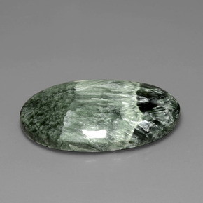 Serafinita Verde Natural 30.14ct, Corte Oval, Opaco