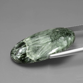 Serafinita Verde Natural 30.14ct, Corte Oval, Opaco