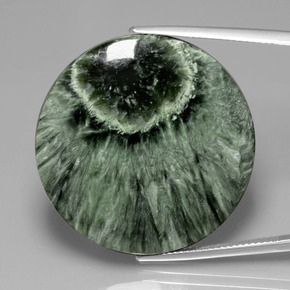 Serafinita verde natural 35,83ct, corte redondo, opaco