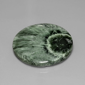 Serafinita verde natural 35,83ct, corte redondo, opaco