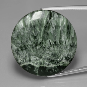 Serafinita verde natural 36,08ct, corte redondo, opaco