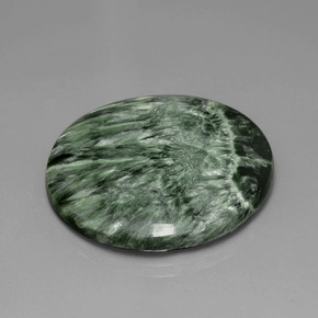 Serafinita verde natural 36,08ct, corte redondo, opaco