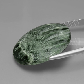 Serafinita verde natural 36,08ct, corte redondo, opaco